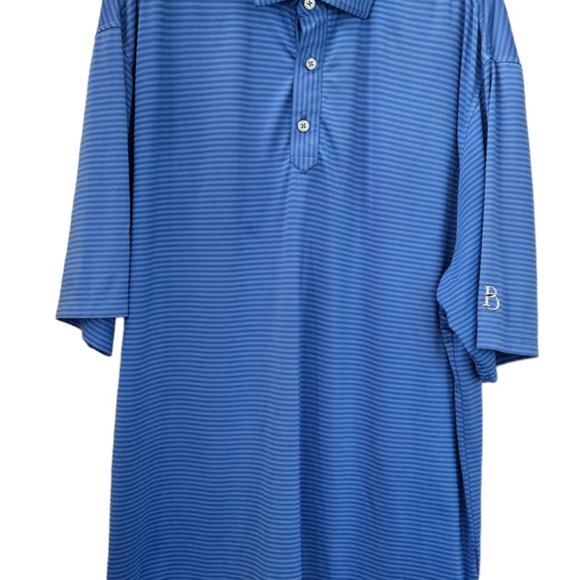 FootJoy Polo Men's Blue‎ Stripe Button Up Performance Stretch Shirt FJ Golf Sz L - Picture 1 of 9